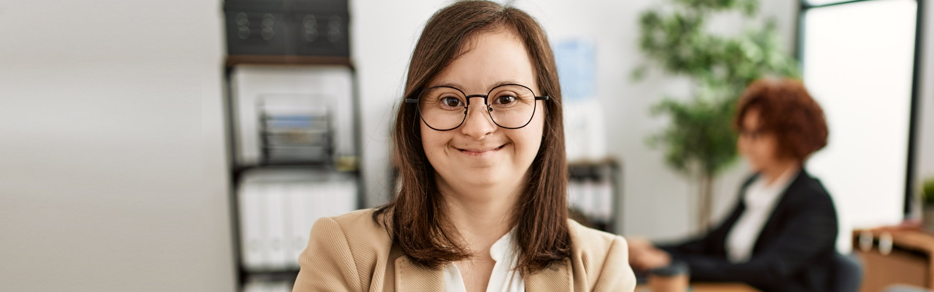 Young girl wearing glasses are smiling